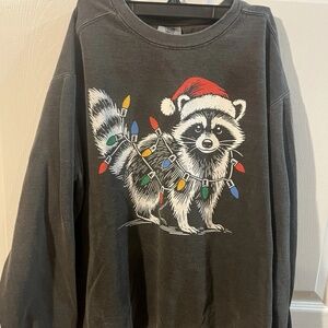 Raccoon Lights Christmas Sweatshirt Women’s Medium (M)